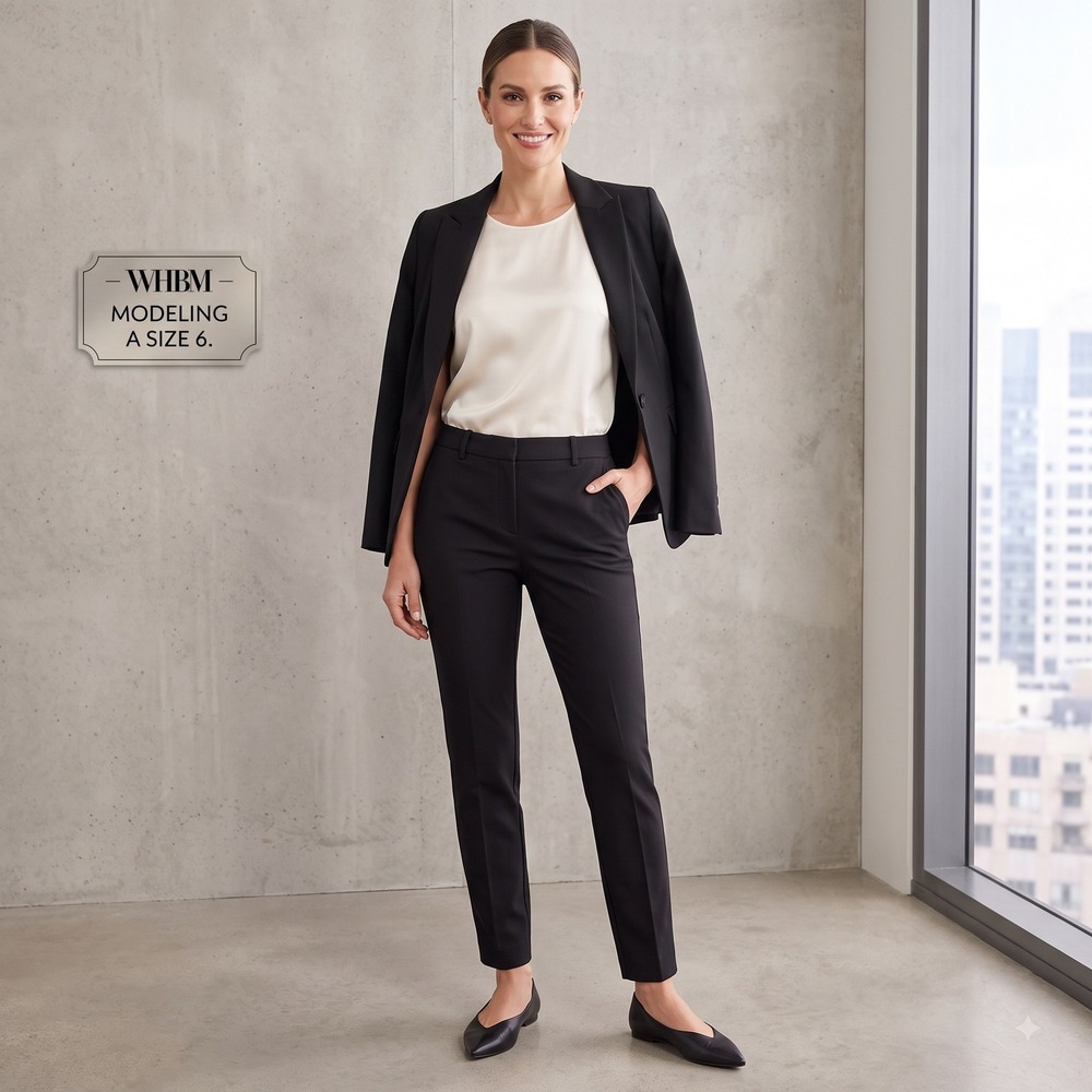 White House Black Market Slim Ankle Pants Womens 6 Black Dress Trousers Slacks